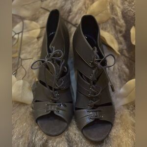 Tom Ford Black Lace-Up Peep Toe Boots